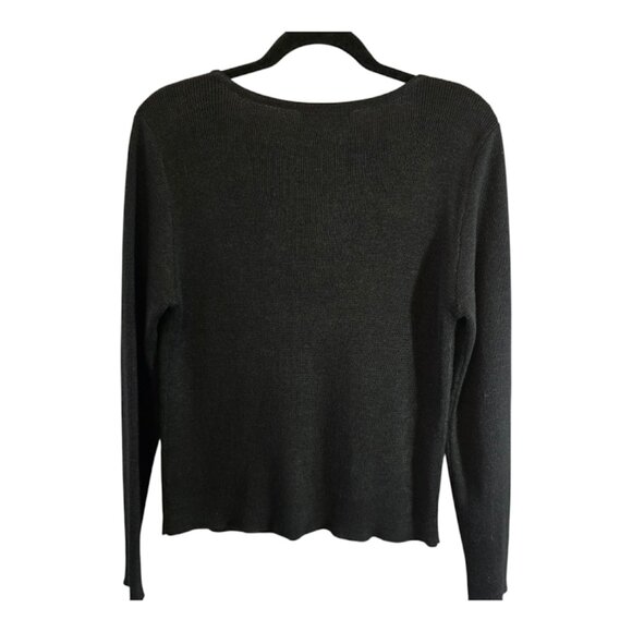 CAROLE LITTLE SPORT CARDIGAN BLACK FLORAL BEADED EMBELLISHMENTS SIZE MEDIUM - Picture 5 of 7